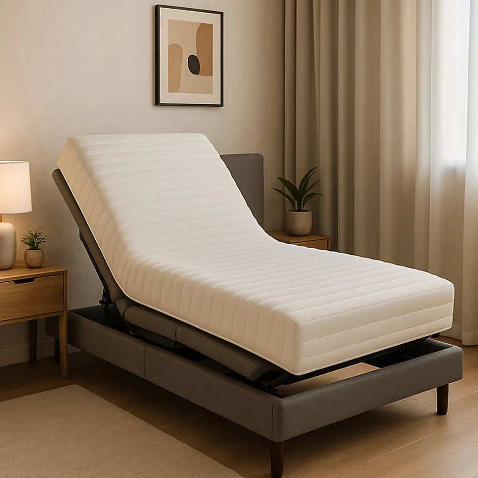Provence Literie Matelas contact Mémoire de Forme 58 Kg/m3 80x200 x 19,5 cm Très Ferme - Spécial Sommier Electrique - 5 Zones de Confort - Noyau Mo