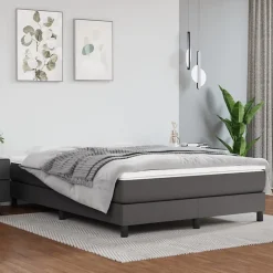 Vidaxl Matelas de lit à ressorts ensachés fermeté moyenne Gris 140x190x20cm Similicuir Clearance