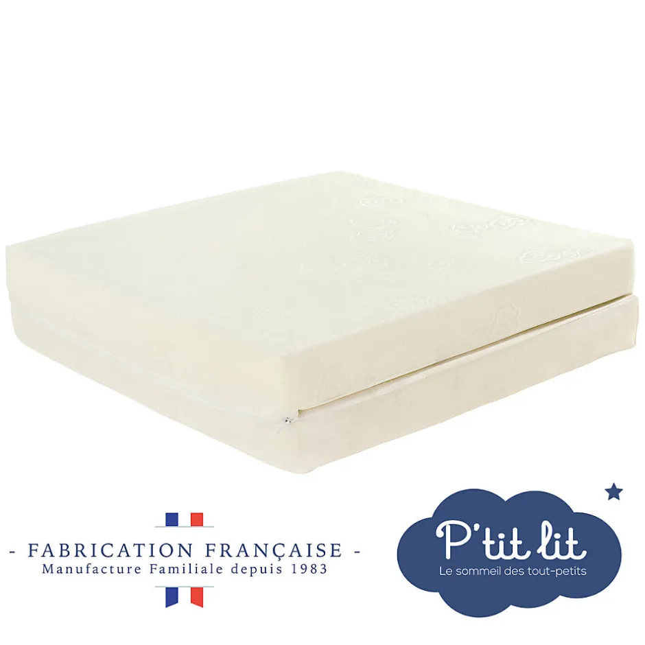 P’Tit Lit Matelas de Voyage Bébé - 60x120 cm - Pliant - Epaisseur 7 cm : Moelleux et confortable - Idéal pour couchage d'appoint
