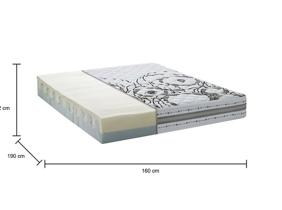 Talamo Italia Matelas double Dmelos, matelas en mousse à mémoire de forme et Waterfoam, anti-acariens et hypoallergénique, 160x190h 22 cm Best