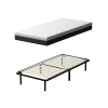 Teeno Matelas double en mousse de 17 cm + sommier à lattes 90x190 cm 16 rangées de lattes