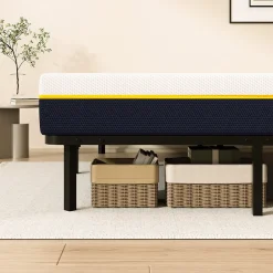 Teeno Matelas double en mousse de 17 cm + sommier à lattes 90x190 cm 16 rangées de lattes