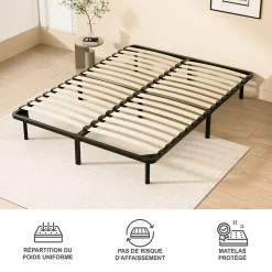 Teeno Matelas double en mousse de 17 cm + sommier à lattes de 16 rangs 140x190 cm Online