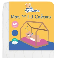 Les Noursons Matelas Enfant / Bébé 80x160 cm - Idéal pour Lit Cabane / Lit Gigogne - Réversible - Oeko Tex