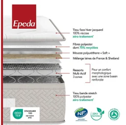 Epeda Matelas L'ECHAPPEE 160x200 Ressorts