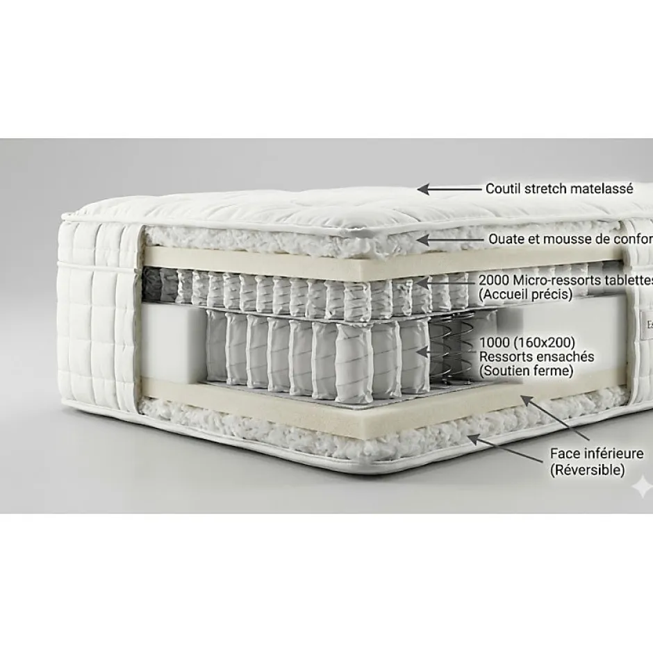 Essenzia Matelas GRAND PALAIS 3000 140x200 Ressorts Discount