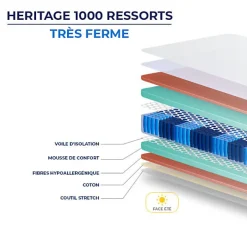 Essenzia Matelas HERITAGE 1000 RESSORTS TRÈS FERME 160x190 Ressorts Discount