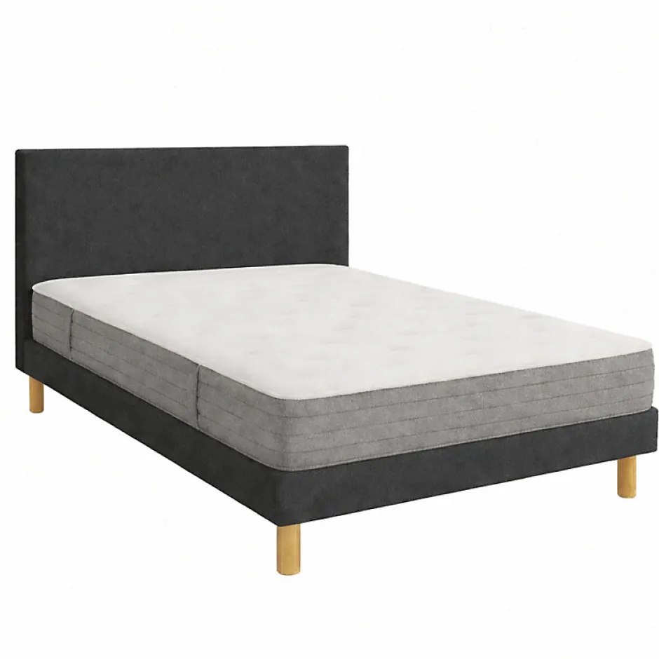 Essenzia Matelas LEVITATION Très Ferme 1000 + Sommier Tradition Graphic 13 cm + Pieds 120x190 Gris clair Ressorts
