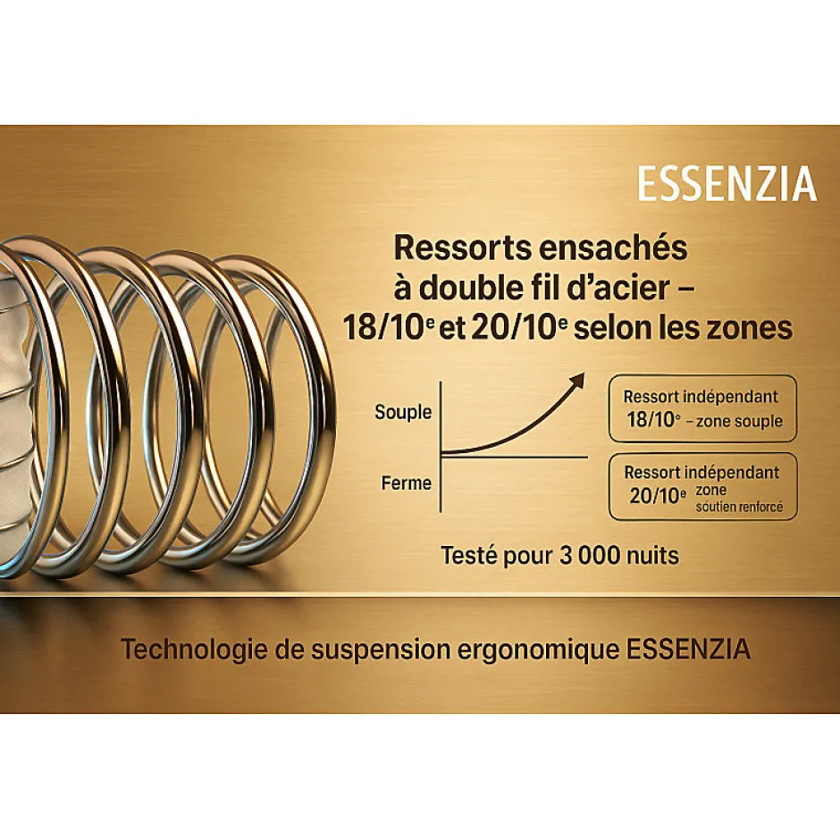 Essenzia Matelas SPRING 1200 RESSORTS CLASSIC 110x200 Ressorts