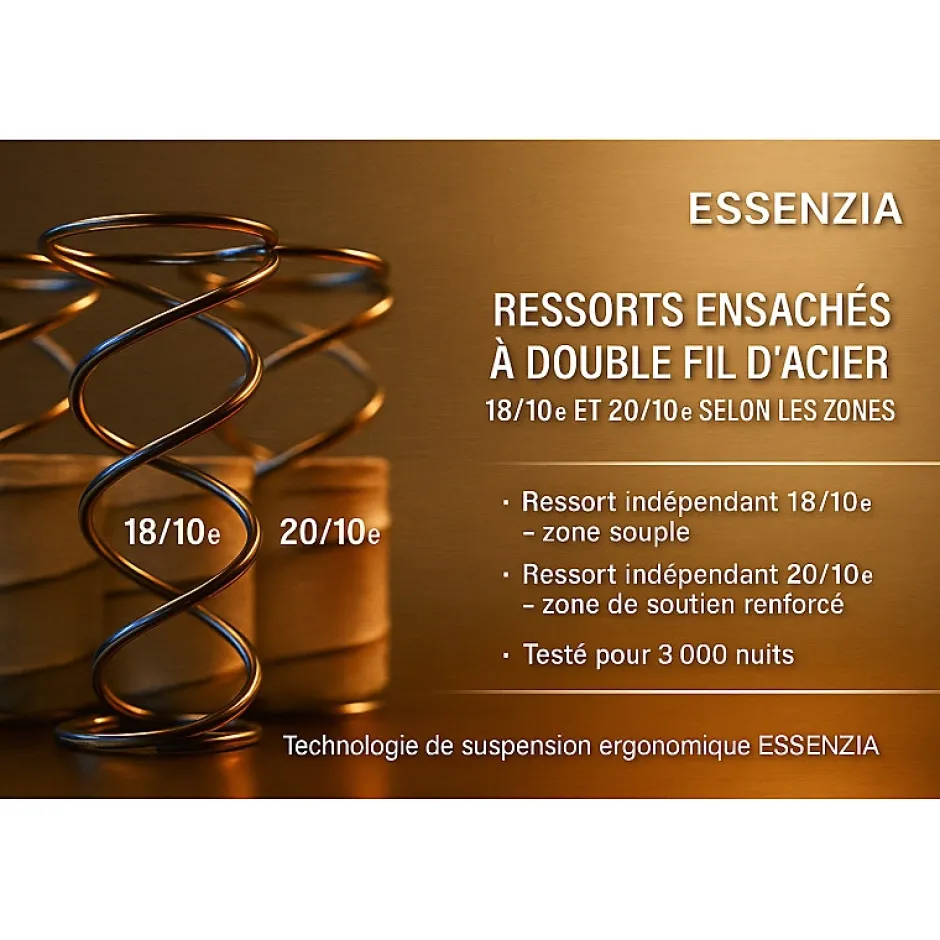 Essenzia Matelas SPRING 600 SLIM 17 cm 110x220 Ressorts