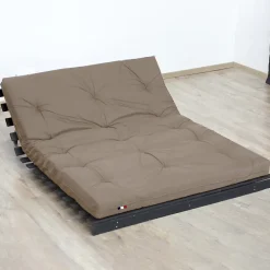 Idliterie Matelas futon coton et fibres taupe 160x200 Clearance