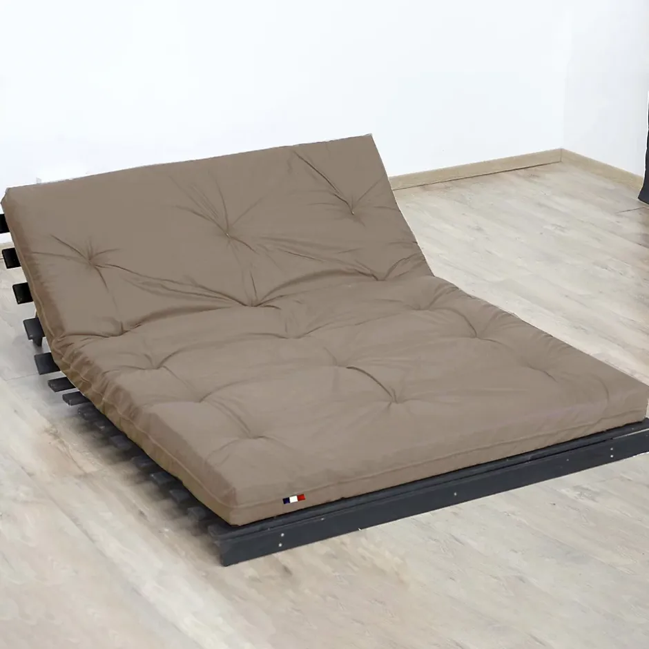 Idliterie Matelas futon coton et fibres taupe 160x200 Clearance