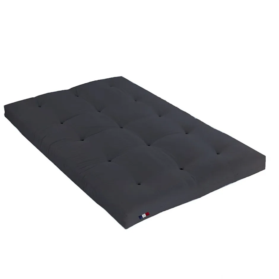 Idliterie Matelas futon latex et fibres gris anthracite 140x190