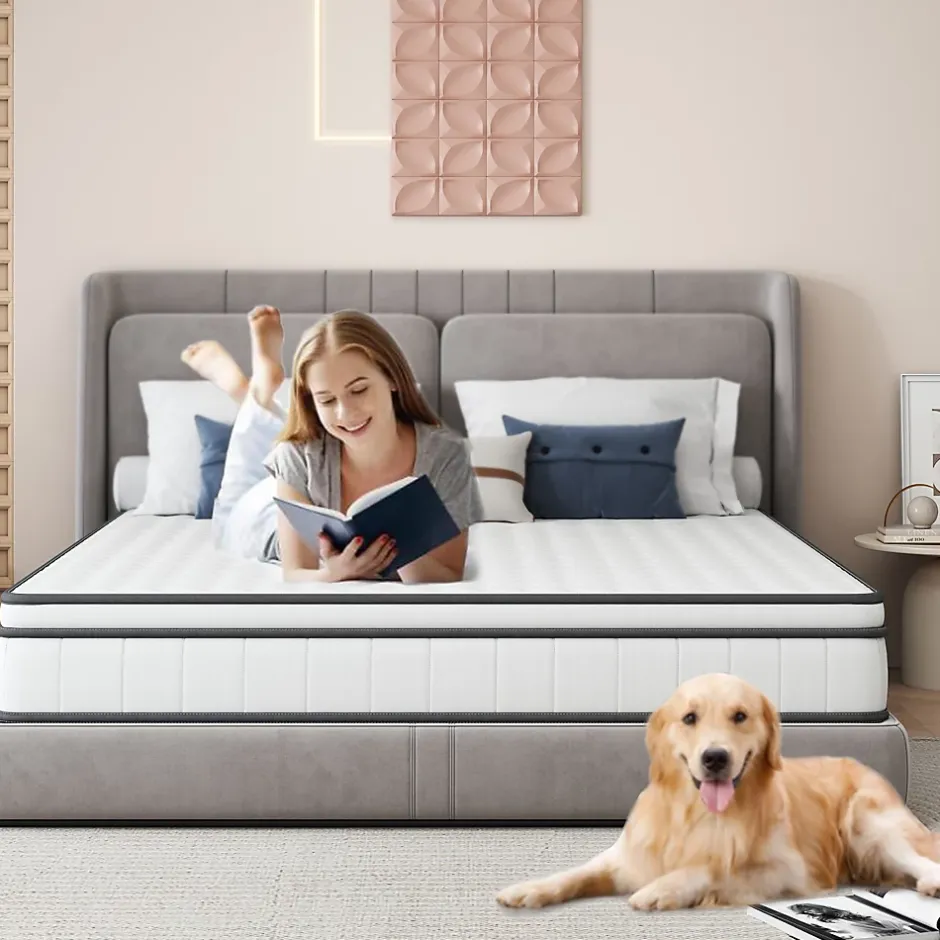 ProximaX Matelas hybride à ressorts ensachés 200x90x25 cm, Indépendance de couchage, soutien ergonomique, tissu respirant 3D, Blanc et gris Clearance