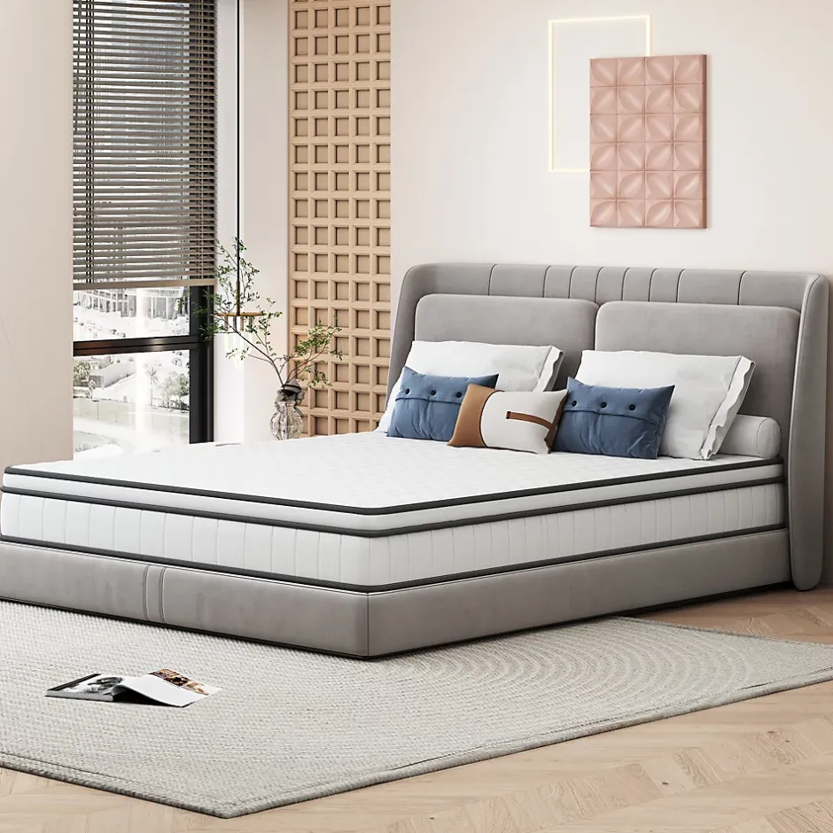 ProximaX Matelas hybride à ressorts ensachés 200x90x25 cm, Indépendance de couchage, soutien ergonomique, tissu respirant 3D, Blanc et gris Clearance