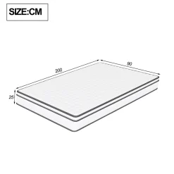 ProximaX Matelas hybride à ressorts ensachés 200x90x25 cm, Indépendance de couchage, soutien ergonomique, tissu respirant 3D, Blanc et gris Clearance