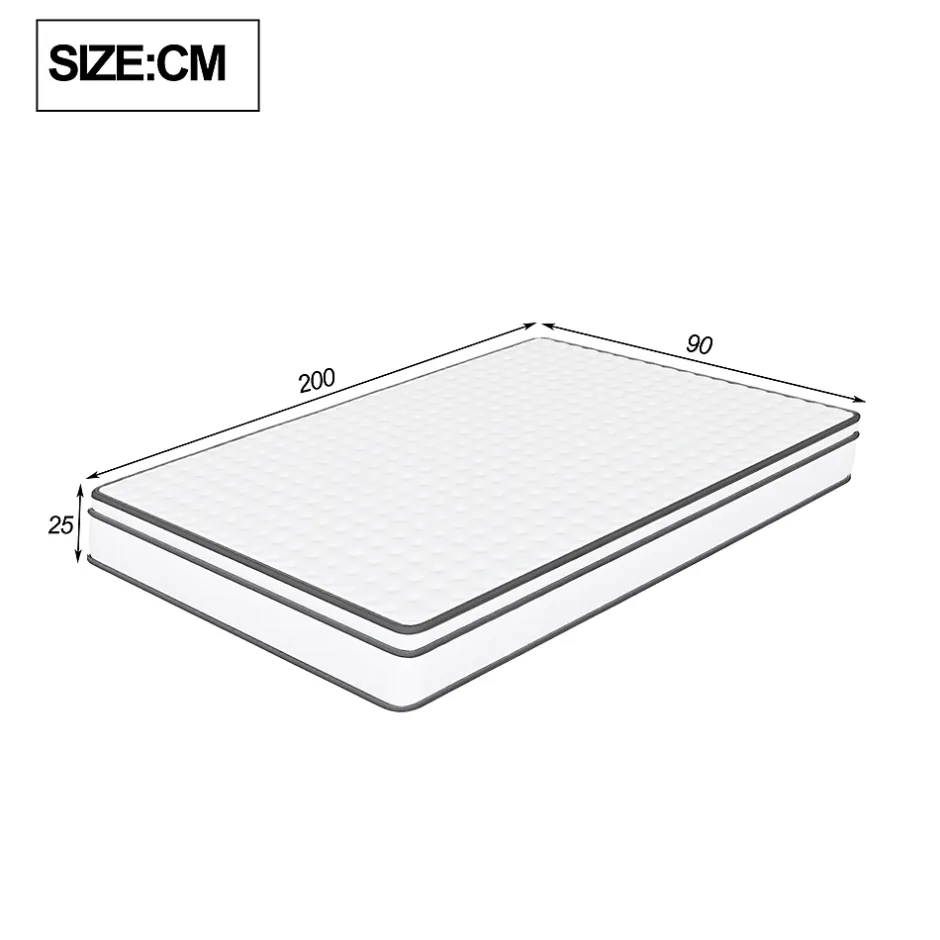 ProximaX Matelas hybride à ressorts ensachés 200x90x25 cm, Indépendance de couchage, soutien ergonomique, tissu respirant 3D, Blanc et gris Clearance