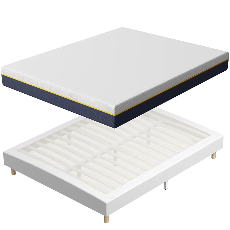 Teeno Matelas Mousse à Mémoire 140x200 cm + Sommier Tapissier, Épaisseur 21 cm Online