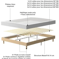 Teeno Matelas Mousse à Mémoire 140x200 cm + Sommier Tapissier, Épaisseur 17 cm Sale