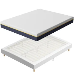 Teeno Matelas Mousse à Mémoire 160x200 cm + Sommier Tapissier, Épaisseur 17 cm