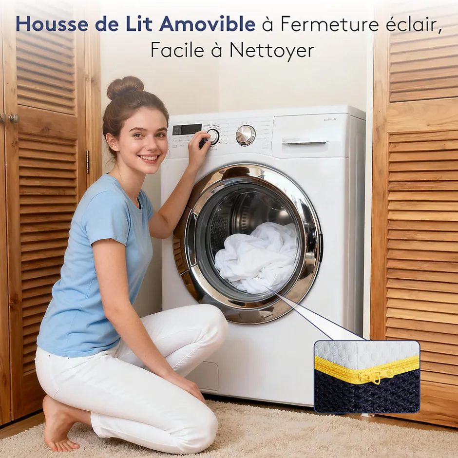Teeno Matelas Mousse à Mémoire 160x200 cm + Sommier Tapissier, Épaisseur 17 cm