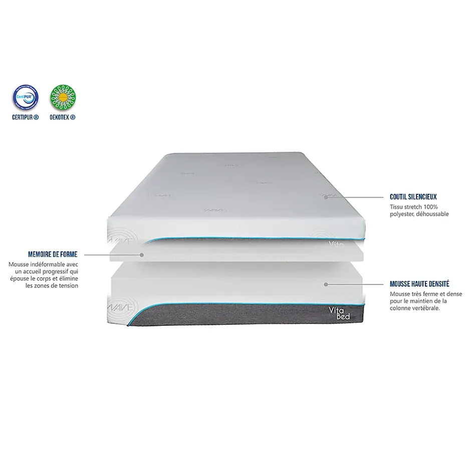 Olympe Literie Matelas Mousse Vitalios 180x200 cm Accueil Mémoire de forme Clearance