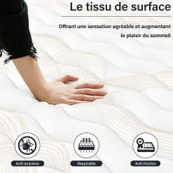 Teeno Matelas mousse 140x200, 28 cm Matelas en mousse, Advanced Sleep Care, Respirant, Zone 7, réversible des deux côtés