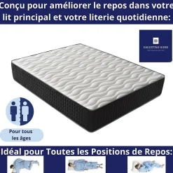 Dagostino Home Matelas Mousse 135x190 Cesar, Ferme, Réversible, Côté Été/hiver, H30 Cm