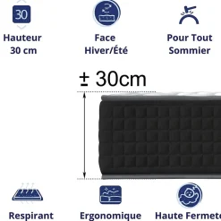 Dagostino Home Matelas Mousse 135x190 Cesar, Ferme, Réversible, Côté Été/hiver, H30 Cm