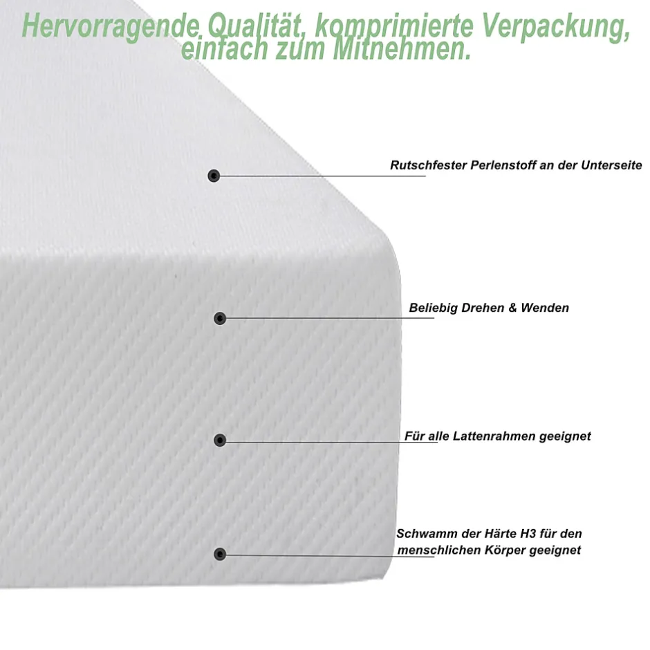 Okwish Matelas mousse 90x200 cm - Matelas H3, respirant et antidérapant - Mousse - Sans matelas - Blanc Best