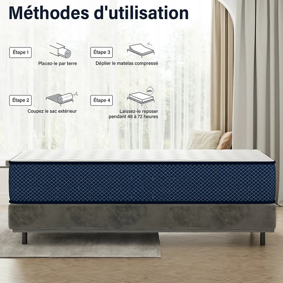 Teeno Matelas mousse 140x200 cm, epaisseur 30 cm Ferme 7 zones de confort en mousse, Réversible Soutien Parfait