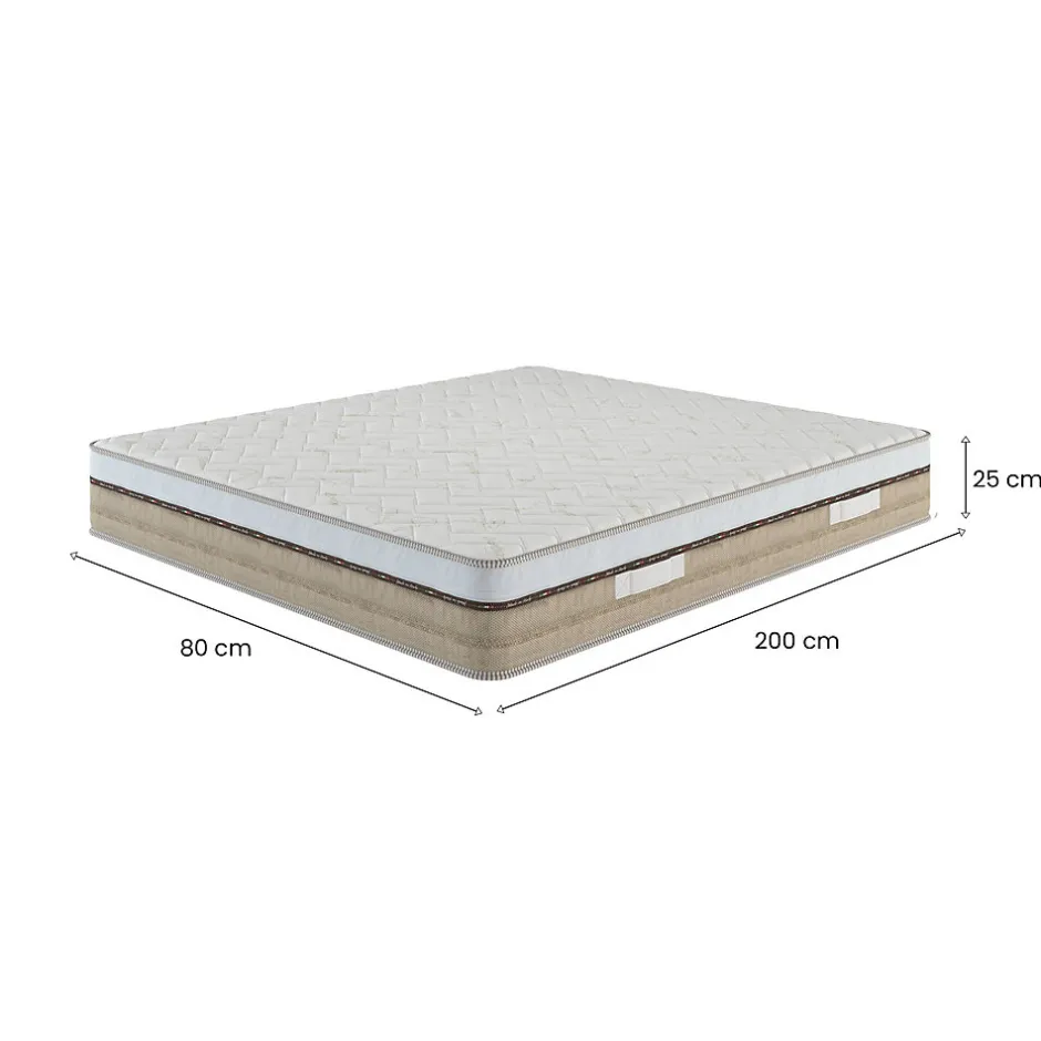Talamo Italia Matelas mousse 80x200 cm accueil dynamique soutien moelleux epaisseur 25 cm housse de matelas