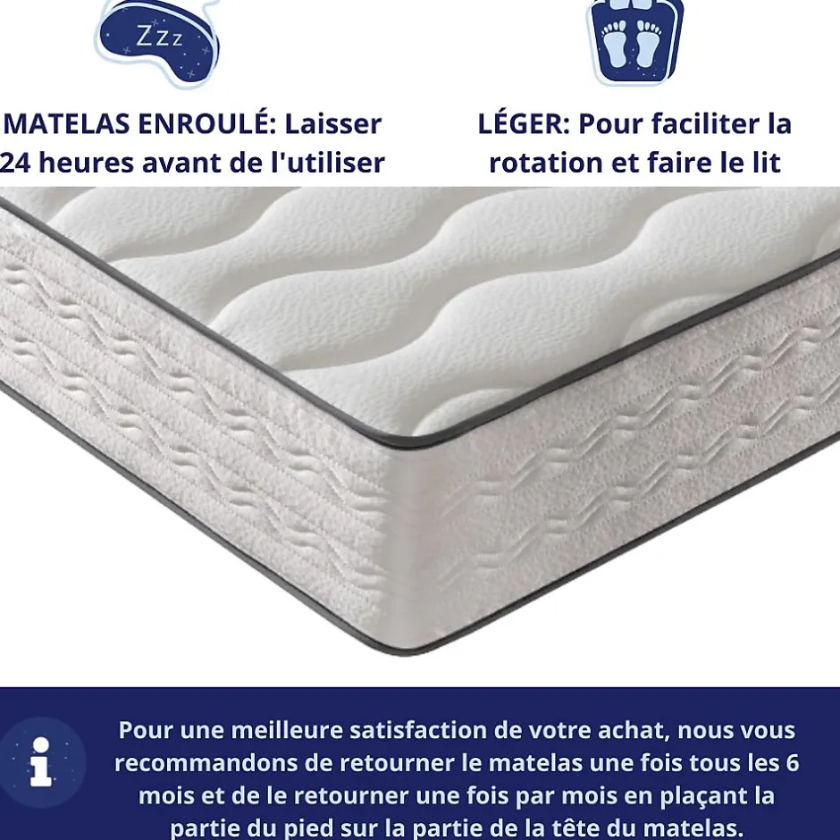 Dagostino Home Matelas Mousse 160x200 Firenza, Ferme, Réversible, Côté Été/hiver, H25 Cm Sale