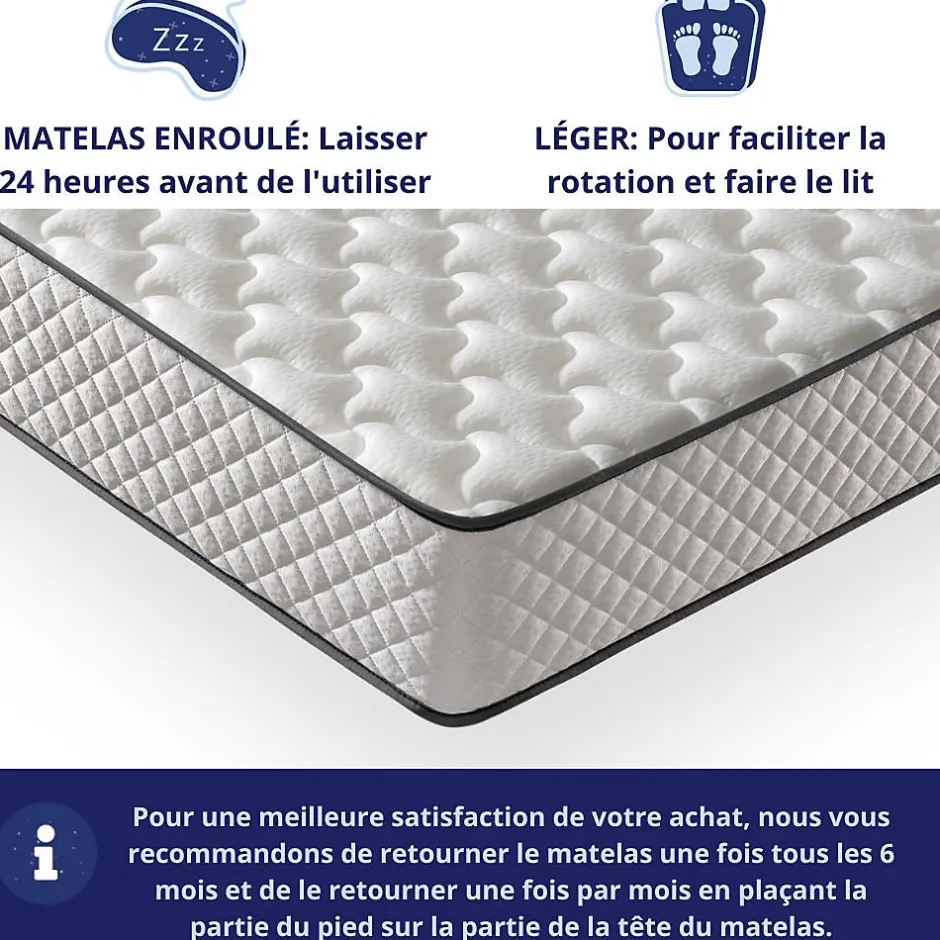 Dagostino Home Matelas Mousse 140x200 Florida, Ferme, Réversible, Côté Été/hiver, H20 Cm