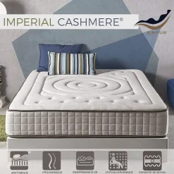 Simpur Low Cost Matelas mousse 120x190 Imperial Cachemire, 25 cm, confort multizone, accueil moelleux, ferme, anti-acarien et hypoallergénique Outlet