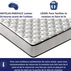 Dagostino Home Matelas Mousse 140x190 New York, Ferme, Réversible, Côté Été/hiver, H15 Cm New