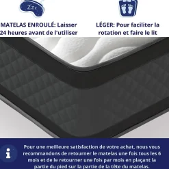 Dagostino Home Matelas Mousse 180x200 Onyx, Ferme, Réversible, Côté Été/hiver, H20 Cm