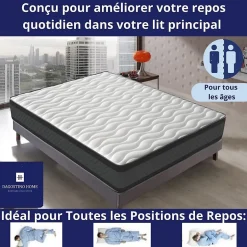 Dagostino Home Matelas Mousse 90x190 Onyx, Ferme, Réversible, Côté Été/hiver, H20 Cm