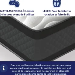 Dagostino Home Matelas Mousse 140x190 Onyx, Ferme, Réversible, Côté Été/hiver, H20 Cm New