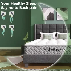 Okwish Matelas Orthopédique 90x200 cm, 7 Zones de Confort, Ressorts ensachés et Mousse Froid, Soutien H3 Moyenne Ferme, H 20 cm, Blanc Outlet