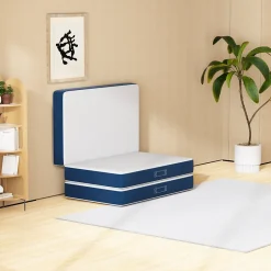 Teeno Matelas Pliant Triple 90X200CM, Matelas Polyvalent, 15cm Mousse épaisse, Housse Amovible et Lavable en Machine, Poignée de