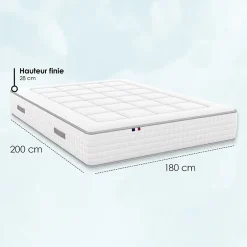Idliterie Matelas ressorts ensachés PALACIO - soutien ferme et confort équilibré - 180 x 200 cm