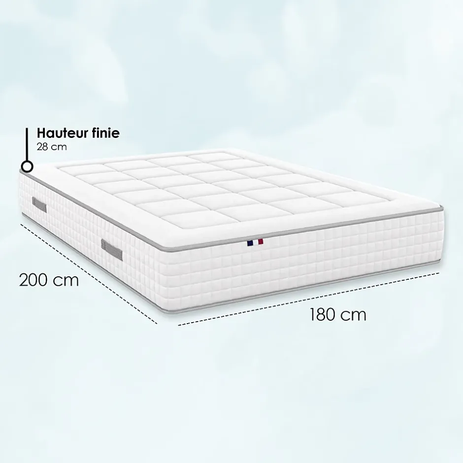Idliterie Matelas ressorts ensachés PALACIO - soutien ferme et confort équilibré - 180 x 200 cm