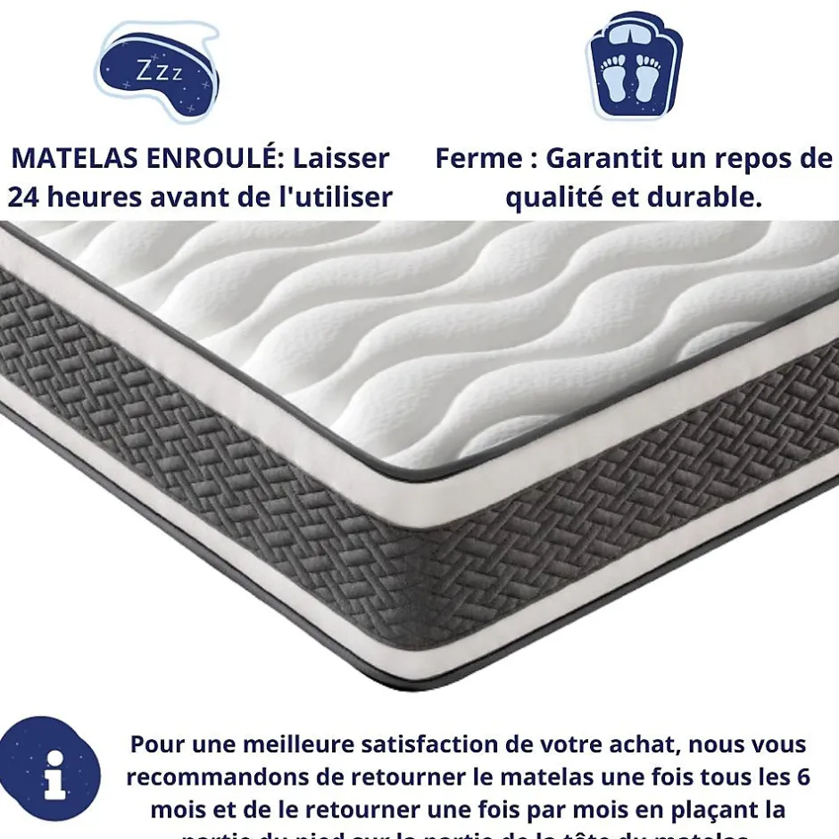 Dagostino Home Matelas Ressorts Ensachés 140x200 Montecarlo, Ferme, Réversible, Côté Été/hiver, H25 Cm