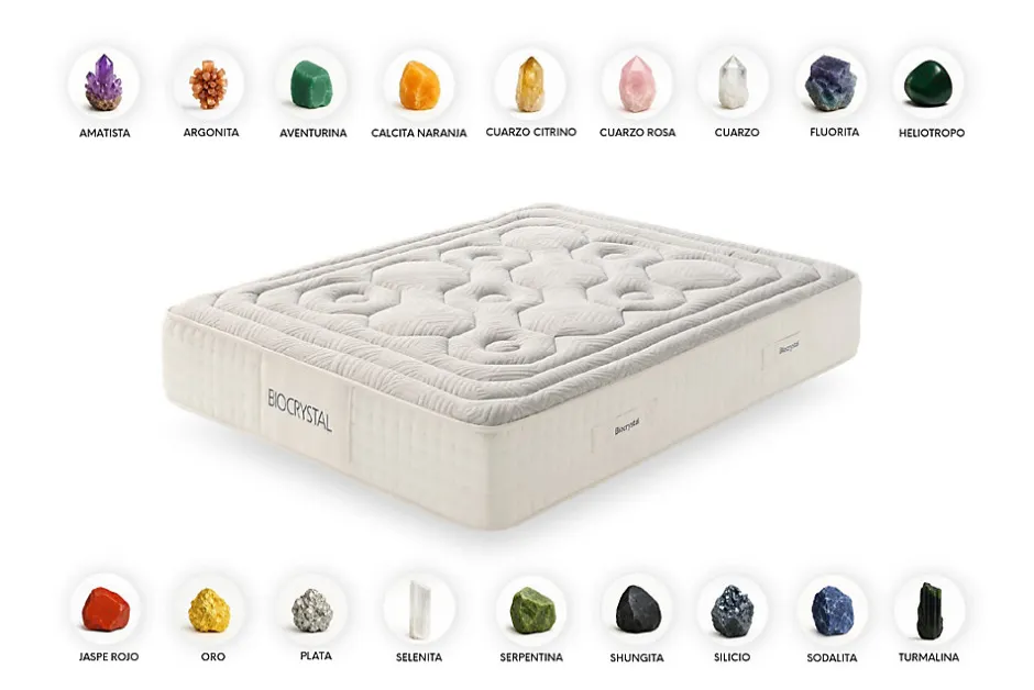 Moonia Matelas Ressorts Ensachés Biocrystal Selenium Spring, 30cm, 135x200cm -