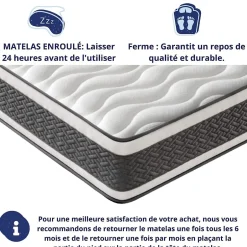 Dagostino Home Matelas Ressorts Ensachés 140x190 Montecarlo, Ferme, Réversible, Côté Été/hiver, H25 Cm