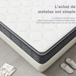 Teeno Matelas Ressorts 120x190 cm, Confort, 7 Zones Ergonomique,25 cm d'épaisseur