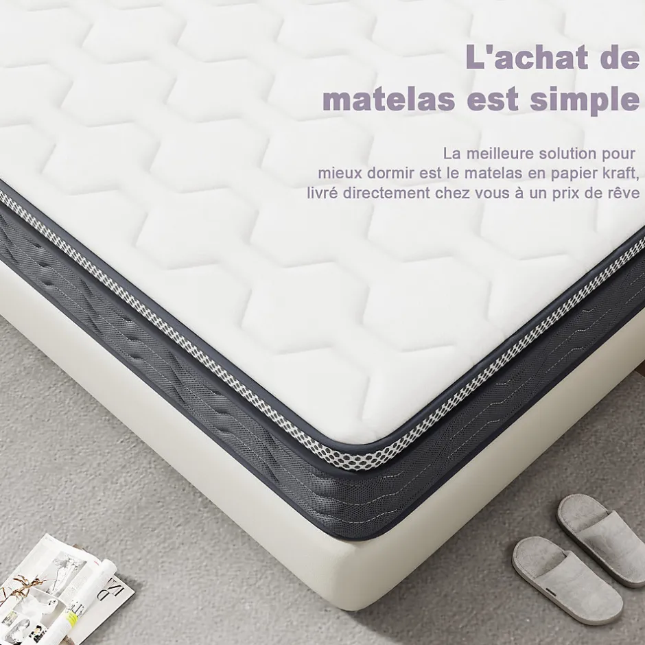 Teeno Matelas Ressorts 120x190 cm, Confort, 7 Zones Ergonomique,25 cm d'épaisseur