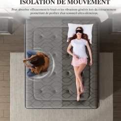 Teeno Matelas Ressorts 140x190 cm de Forme en Mousse et Ressorts, 25 cm Épaisseur