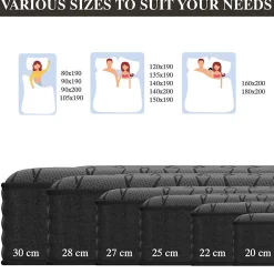 Teeno Matelas Ressorts 140x190 cm de Forme en Mousse et Ressorts, 25 cm Épaisseur